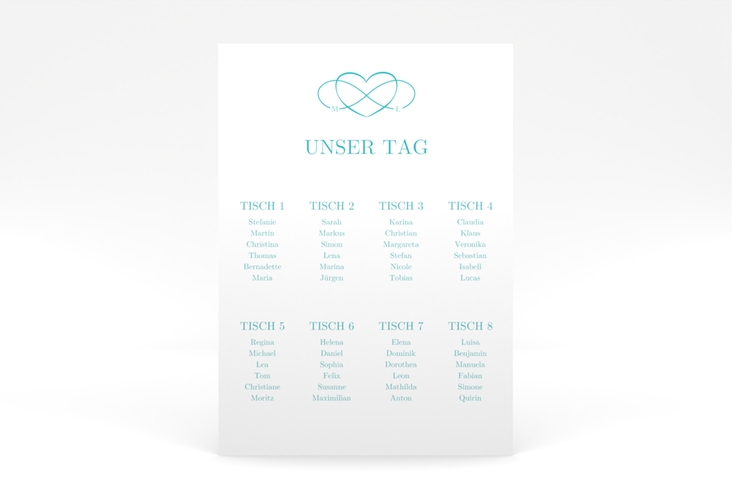 Sitzplan Poster Hochzeit Infinity 50 x 70 cm Poster tuerkis