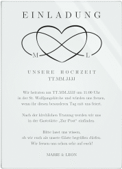 Acryl-Hochzeitseinladung Infinity Acrylkarte hoch schwarz