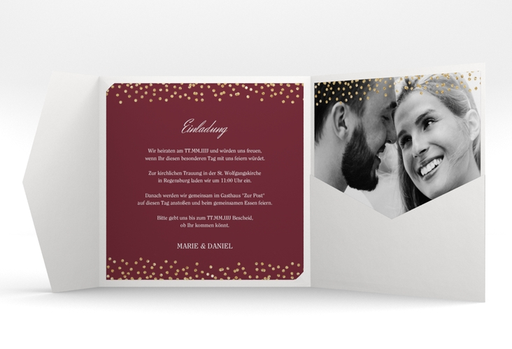 Hochzeitseinladung Glitter Pocketfold rot