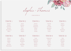 Klick: Details zu Sitzplan Leinwand Hochzeit "Blooming" anzeigen Sitzplan Leinwand Hochzeit Blooming 70 x 50 cm Leinwand weiss