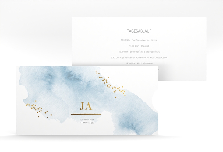 Hochzeitseinladung Pastell Einsteckkarte blau