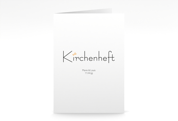 Kirchenheft Hochzeit Twohearts A5 Klappkarte hoch beige