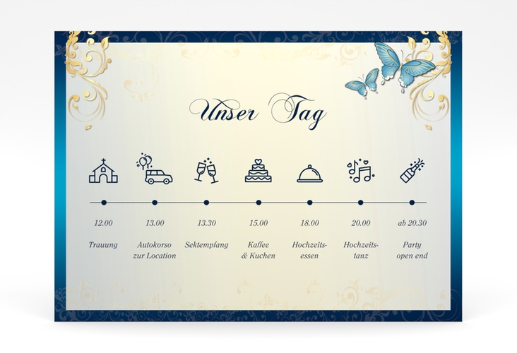 Tagesablauf Poster Hochzeit Toulouse 70 x 50 cm Poster blau