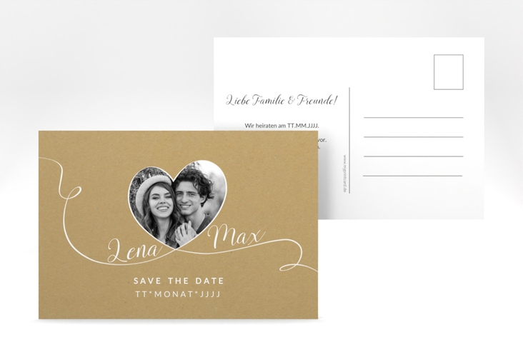 Save the Date-Postkarte Herzensbund A6 Postkarte weiss