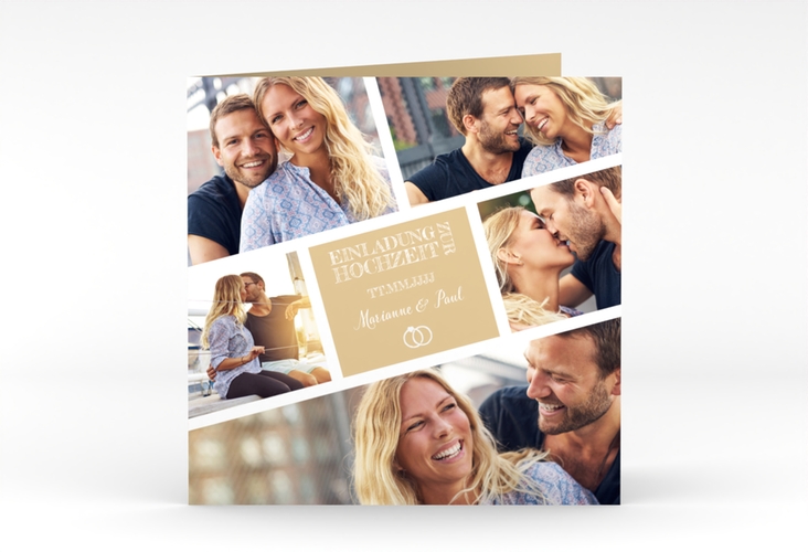 Hochzeitseinladung Rise quadr. Klappkarte beige hochglanz