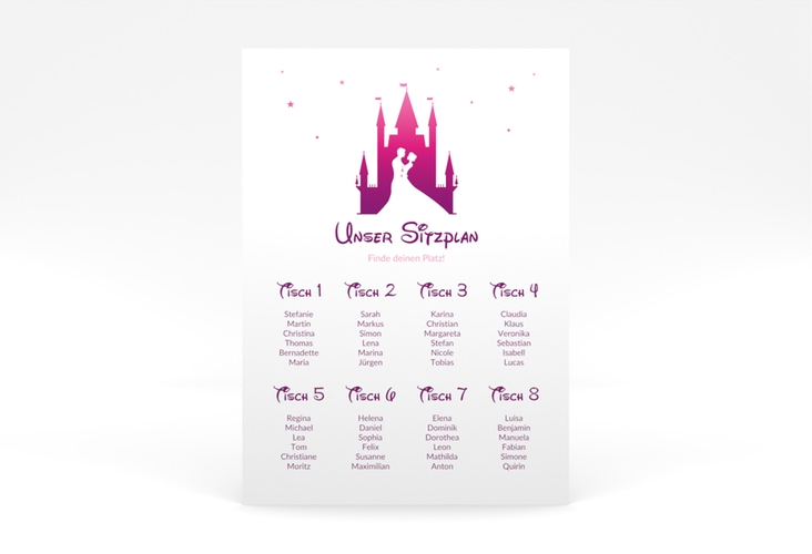Sitzplan Poster Hochzeit Castle 50 x 70 cm Poster pink