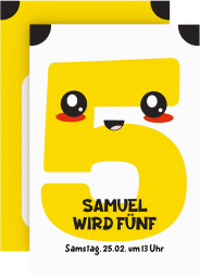 Einladungskarte Kindergeburtstag Anime A6 Karte hoch gelb