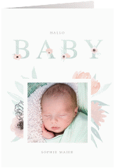 Geburtskarte Blumenkind A6 Klappkarte hoch weiss