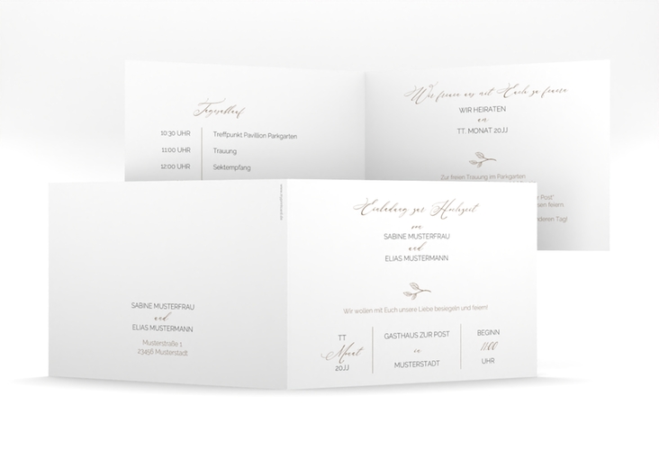 Hochzeitseinladung Plain mittlere Klappkarte quer weiss