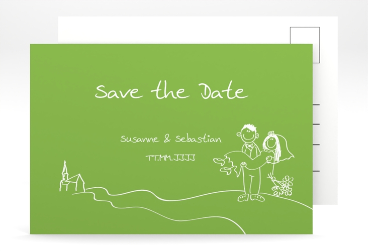 Save the Date-Postkarte Pisa A6 Postkarte gruen hochglanz