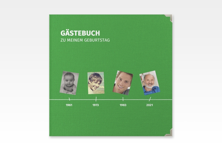 Gästebuch Selection Geburtstag Timeline Leinen-Hardcover gruen