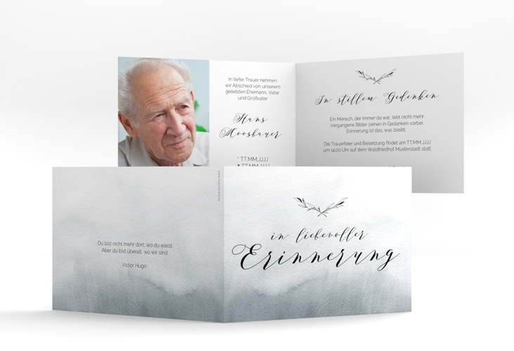 Trauerkarte Horizont A6 Klappkarte quer in Aquarell-Optik