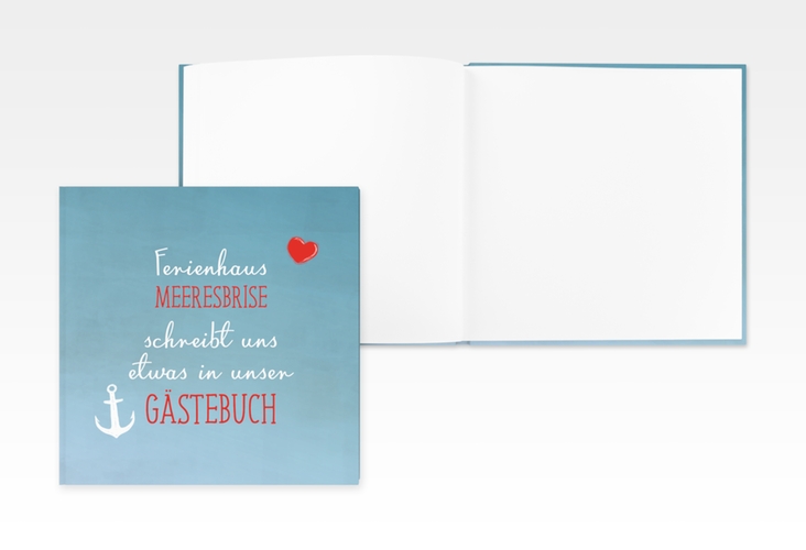 Gästebuch Creation Meeresbrise 20 x 20 cm, Hardcover blau mit Anker