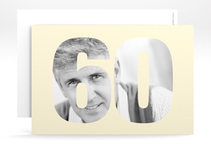Einladung 60. Geburtstag Numbers A6 Karte quer beige