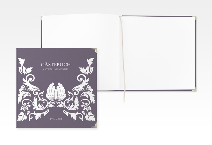 Gästebuch Selection Hochzeit Royal Leinen-Hardcover lila mit barockem Blumen-Ornament