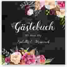 Gästebuch Creation Flowers 20 x 20 cm, Hardcover schwarz mit bunten Aquarell-Blumen