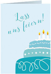 Einladung 30. Geburtstag Cake A6 Klappkarte hoch tuerkis mit Geburtstagstorte mit Kerzen