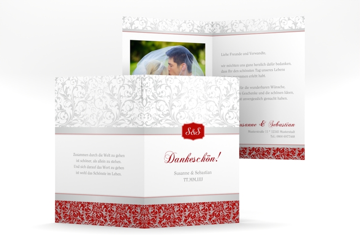 Danksagungskarte Hochzeit Latina A6 Klappkarte hoch rot