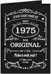 Einladung 50. Geburtstag Guter Jahrgang A6 Klappkarte hoch schwarz wie Whisky-Flaschenetikett