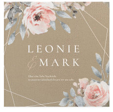 Gästebuch Selection Hochzeit Perfection Leinen-Hardcover Kraftpapier mit rosa Rosen