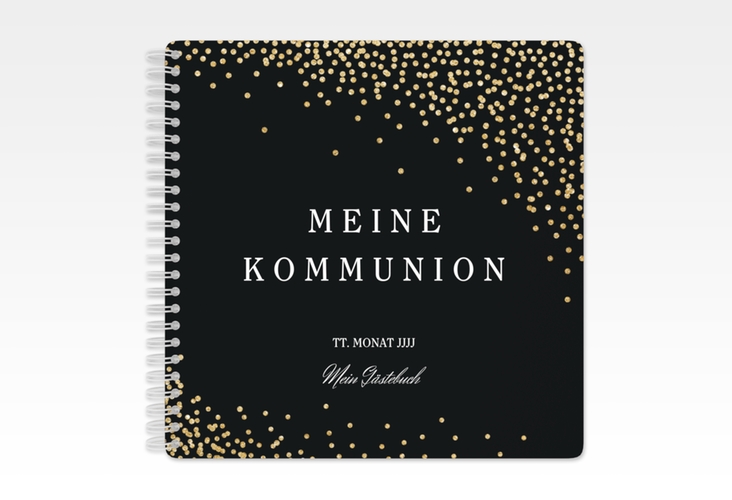Gästebuch Kommunion Glanzvoll Ringbindung schwarz