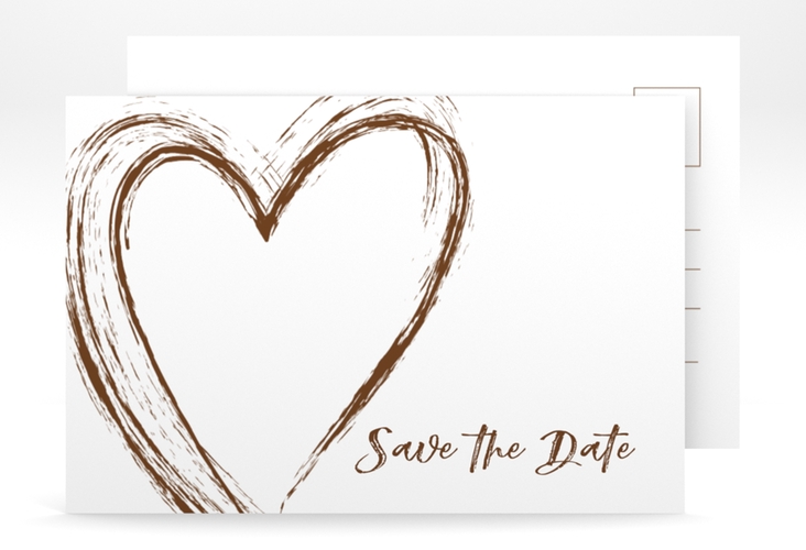 Save the Date-Postkarte Liebe A6 Postkarte braun hochglanz