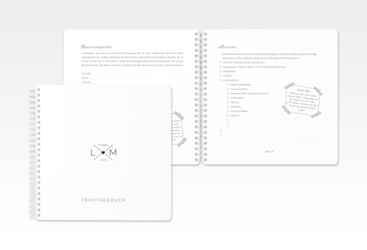 Trautagebuch Hochzeit Initials Trautagebuch Hochzeit mit Initialen im minimalistischen Design