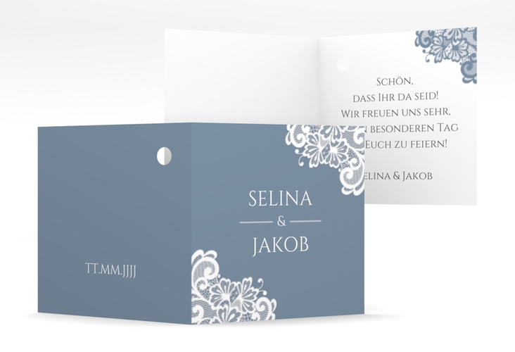 Geschenkanhänger Hochzeit Vintage Geschenkanhänger 10er Set blau mit floraler Spitze