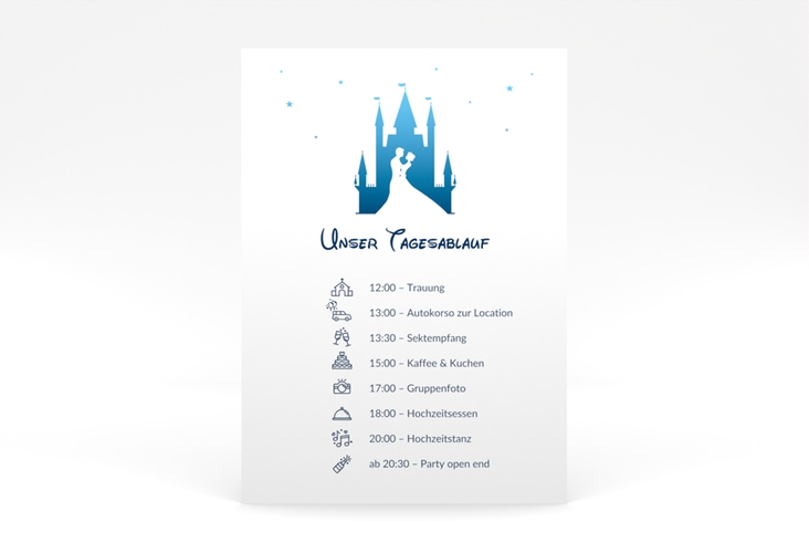 Tagesablauf Poster Hochzeit Castle 50 x 70 cm Poster blau