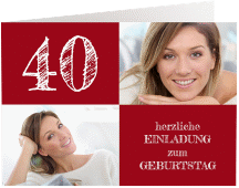 Einladung 40. Geburtstag Lebensfreude A6 Klappkarte quer rot
