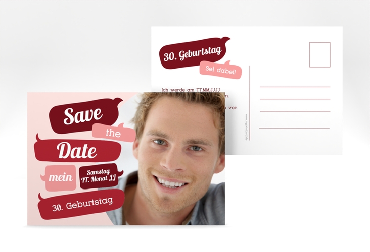 Save the Date-Postkarte Geburtstag Whatsup A6 Postkarte rot