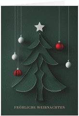 Klick: Details zu Geschäftliche Weihnachtskarte "Papertree" anzeigen Geschäftliche Weihnachtskarte Papertree A6 Klappkarte hoch gruen mit Tanne und Stechpalme im Schiefertafel-Look