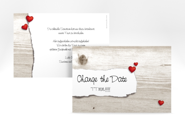 Change the Date-Karte Hochzeit Reichenhall A6 Karte quer weiss hochglanz