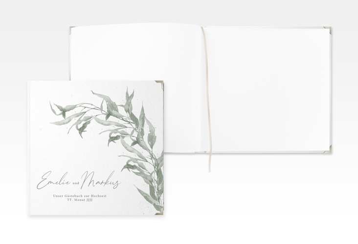 Gästebuch Selection Hochzeit Eucalyptus Green Leinen-Hardcover weiss
