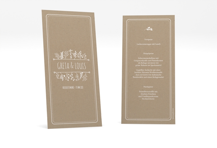 Menükarte Hochzeit Chalk lange Karte hoch Kraftpapier