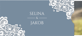 Klick: Details zu Hochzeitseinladung "Vintage" anzeigen Hochzeitseinladung Vintage Einsteckkarte blau mit floraler Spitze