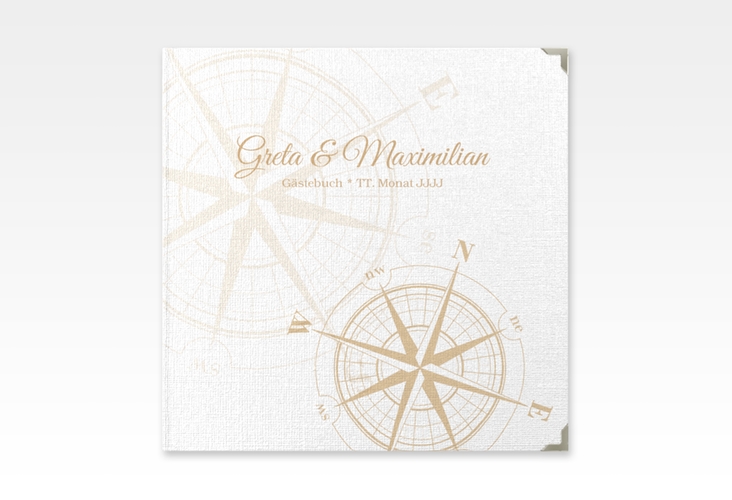 Gästebuch Selection Hochzeit Windrose Leinen-Hardcover beige