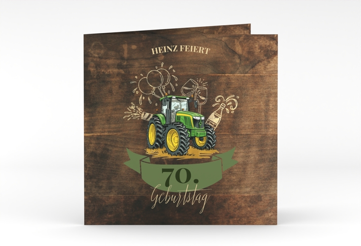 Einladung 70. Geburtstag Bulldog quadr. Klappkarte
