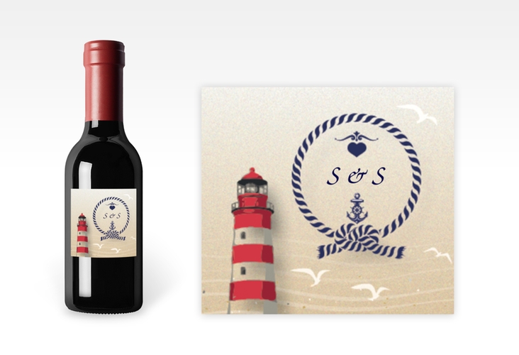 Piccoloetikett Hochzeit Sylt Etikett Piccolo mit Leuchtturm