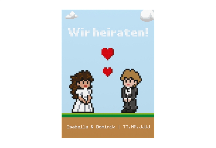 Save the Date-Visitenkarte Pixel Visitenkarte hoch