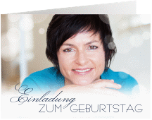 Einladung 50. Geburtstag Luminous A6 Klappkarte quer blau