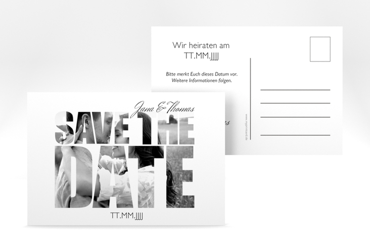 Save the Date-Postkarte  Letters A6 Postkarte weiss