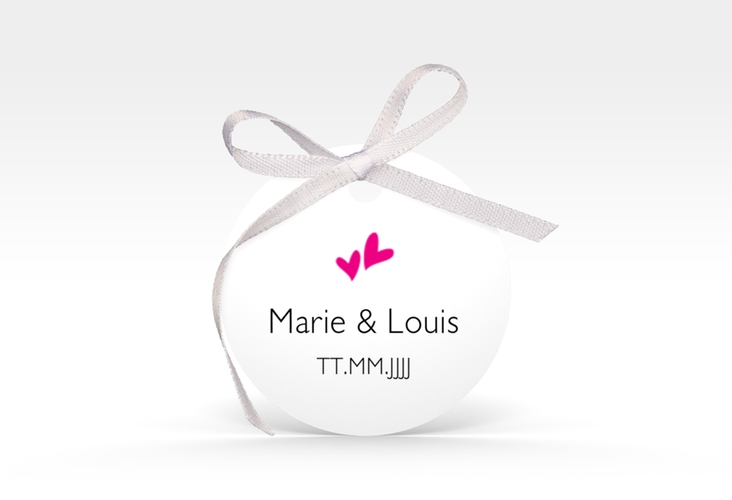 Geschenkanhänger Hochzeit Twohearts Geschenkanhänger, rund pink hochglanz