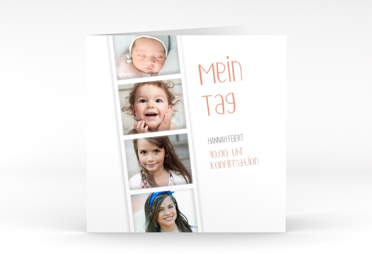 Konfirmationseinladung Confirmation quadr. Klappkarte apricot