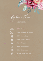 Klick: Details zu Tagesablauf Poster Hochzeit "Blooming" anzeigen Tagesablauf Poster Hochzeit Blooming 50 x 70 cm Poster Kraftpapier