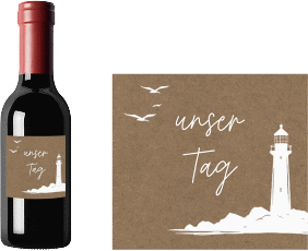 Piccoloetikett Hochzeit Leuchtturm Etikett Piccolo Kraftpapier