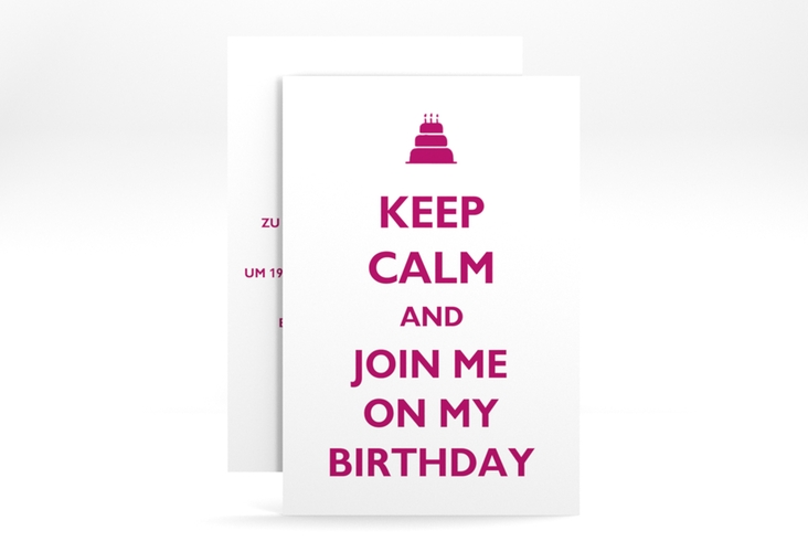 Einladung Geburtstag KeepCalm A6 Karte hoch weiss