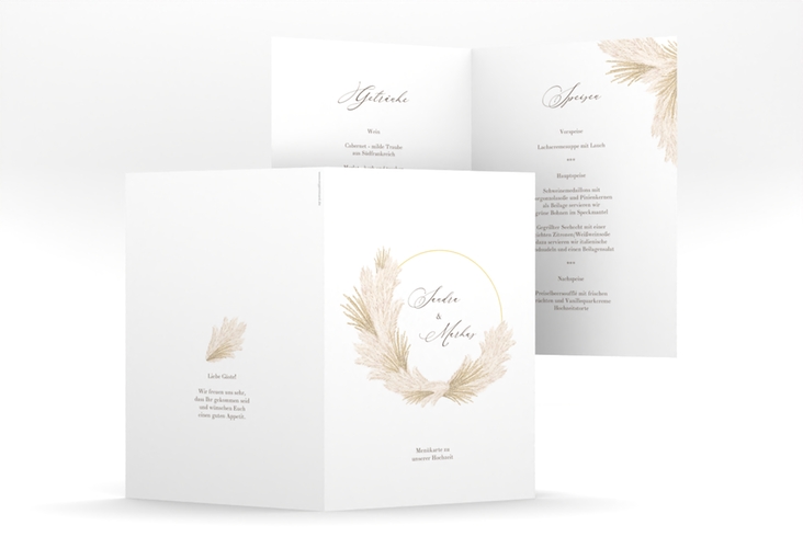 Menükarte Hochzeit Pumila A5 Klappkarte hoch weiss