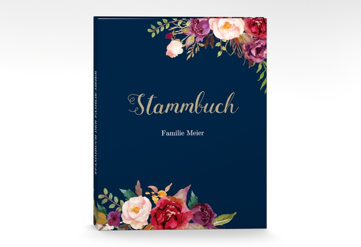 Stammbuch A4 Flowers Stammbuch A4 blau mit bunten Aquarell-Blumen