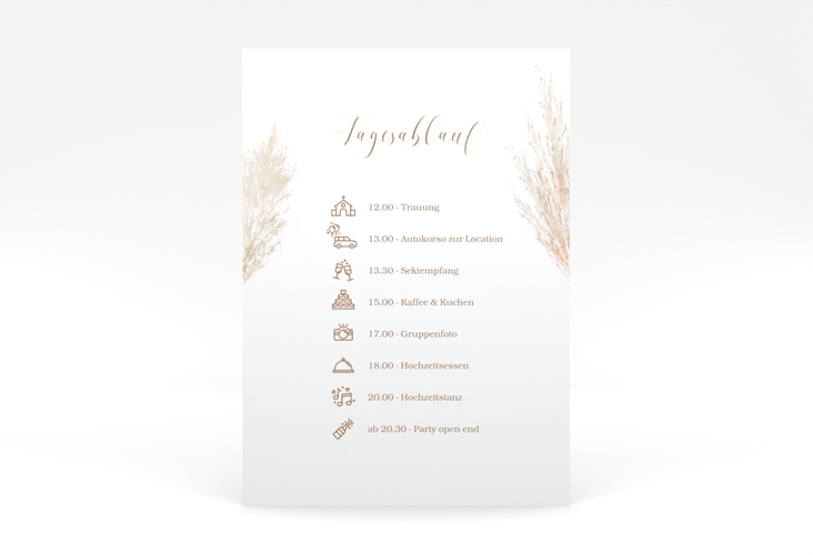 Tagesablauf Poster Hochzeit Pampasgras 50 x 70 cm Poster